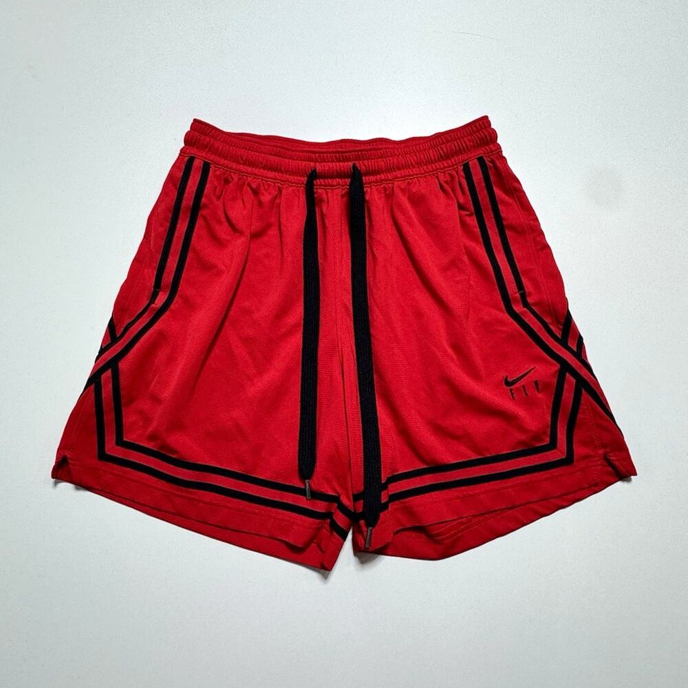 Nike Dri-FIT FLY Women’s M Red/Black Mesh Basketball Shorts M Drawstring #1057